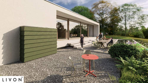 Outdoorküche ETERNITY – aufklappbarer Schrank mit Eternitverkleidung