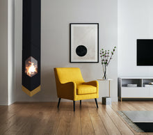 Hängecheminée eckig FlamaquARTz Wandmodell Gold