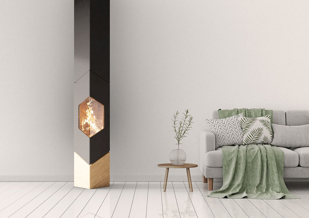 Hängecheminée eckig FlamaquARTz mit Sockel