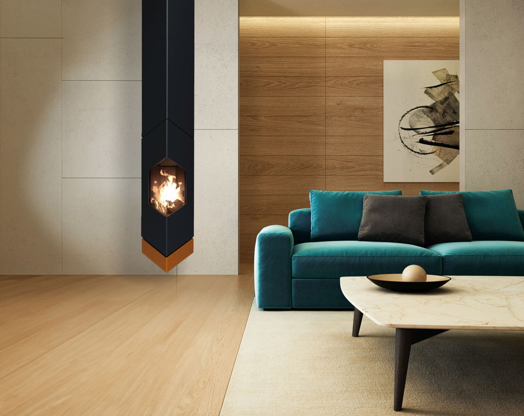 Hängecheminée eckig FlamaquARTz Wandmodell hängend