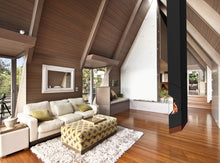 Hängecheminée eckig FlamaquARTz freihängend Nussbaum